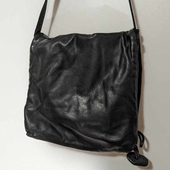 Vintage Genuine Leather Purse with Asymmetric Flap Black - Picture 5 of 7